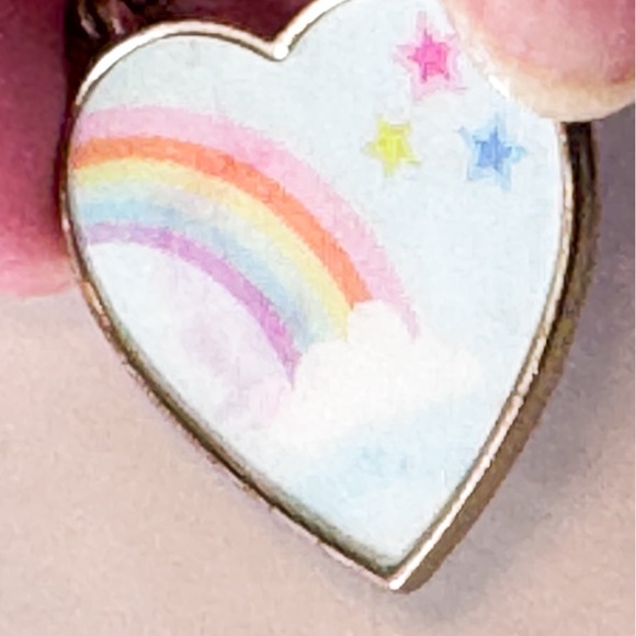 Lenticular Heart Necklace Rainbow Unicorn Flip Image Silver Tone - Picture 4 of 6